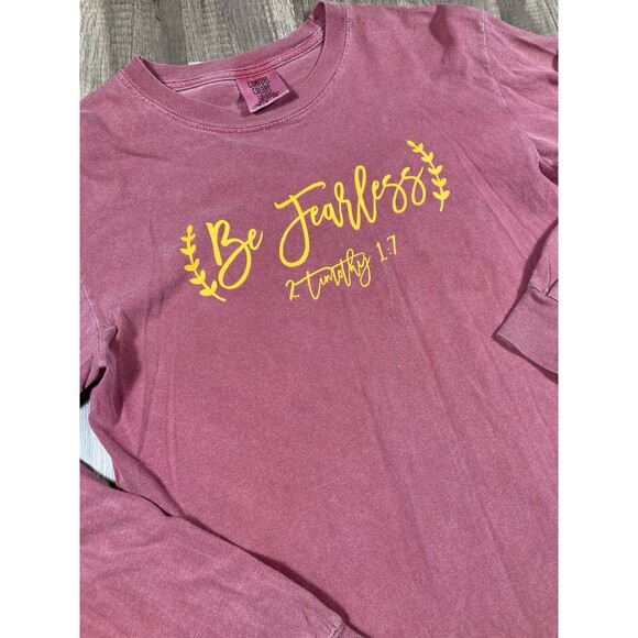 Be Fearless T Shirt Tee Long Sleeve Christian Bible Verse Womens Size S Comfort - Picture 2 of 5